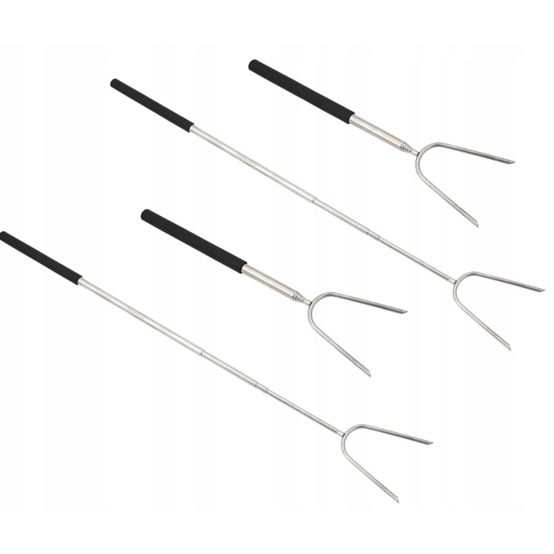 Šakės, lazdos, teleskopinės šakutės kepsninei, nerūdijantis plienas, rinkinyje 4 vnt.