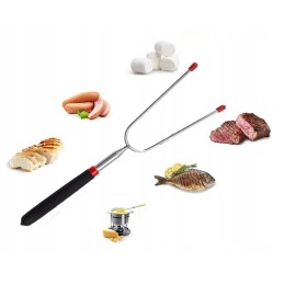 Šakės, lazdos, teleskopinės šakutės kepsninei, nerūdijantis plienas, rinkinyje 4 vnt.