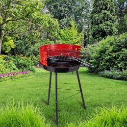 Apvali turistinė sodo anglių kepsninė su nuimama, sulankstoma grotelėmis