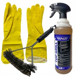 Grilio grotelių valymo šepetys, skystos pirštinės, rinkinys