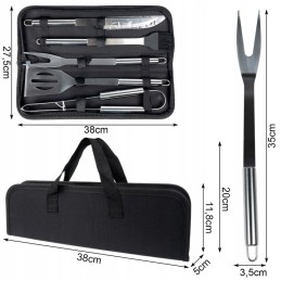 Grilio stalo įrankiai, kepsninės reikmenų rinkinys dėkle, 6 in 1