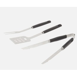 Metalinis grilio rinkinys, mėsos iešmas, mentelė ir žnyplės