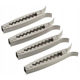 4 spaustukų rinkinys, skirtas ant grotelių keptiems produktams gaudyti.