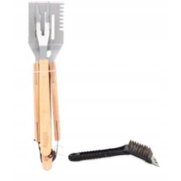 Rinkinyje 3 vnt šakutė, mentelė, žnyplės, grotelės, šepetys, valymas ir kt