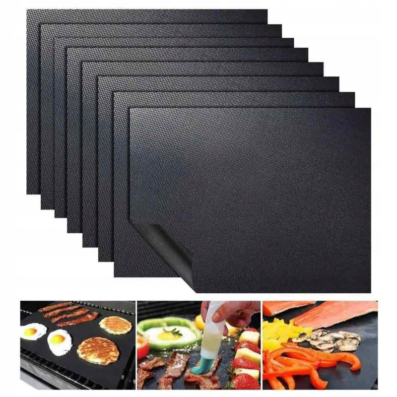 8x tefloninis kilimėlis, grotelės ir kepimo skarda