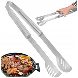 Mėsos grilio žnyplės, ilgos, besisukančios, metalinės, 44 cm, tvirtos