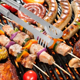 Mėsos grilio žnyplės, ilgos, besisukančios, metalinės, 44 cm, tvirtos