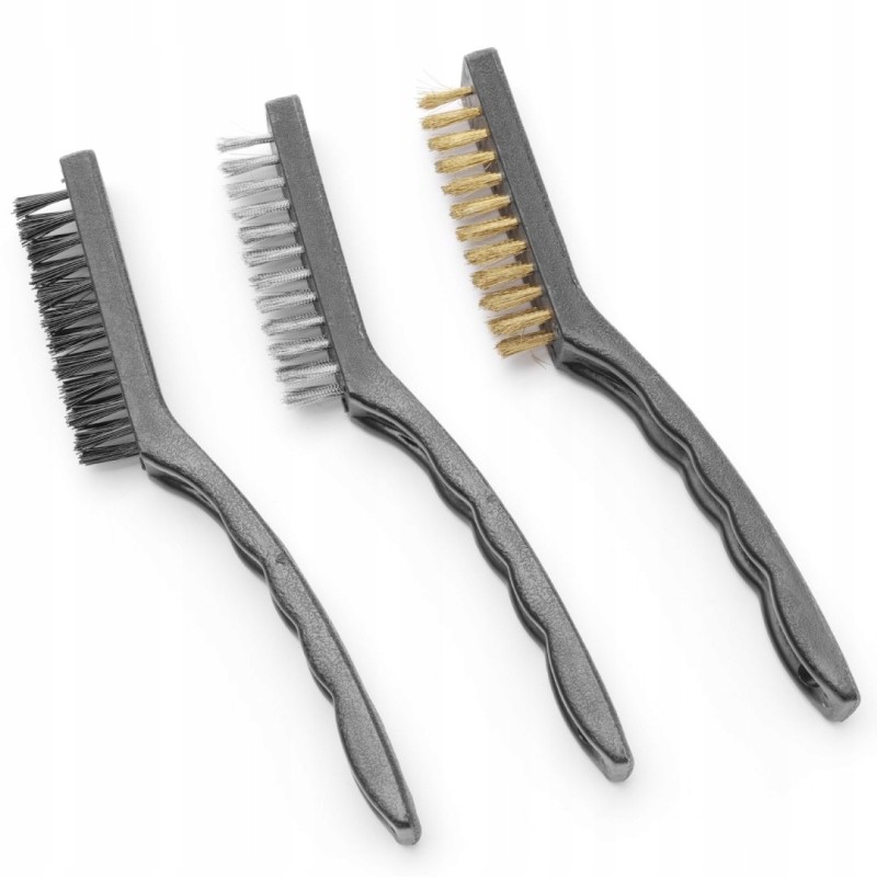 Grilio valymo šepetys, kepsninės grotelės, plienas, nailono žalvaris, rinkinyje 3 vnt