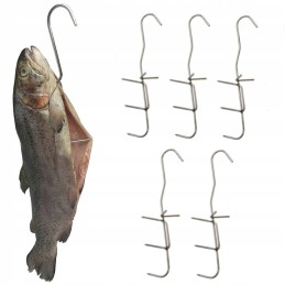 Trigubi kabliukai žuvų upėtakių skumbrių seliavoms rūkyti 5 vnt, nerūdijantis plienas