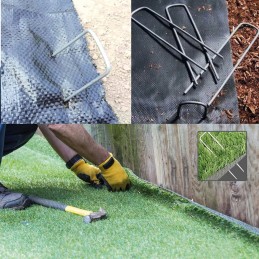 Stiprūs cinkuoto metalo kaiščiai agrotekstilei agrotekstilei ankeriai kaiščiai 100 vnt.