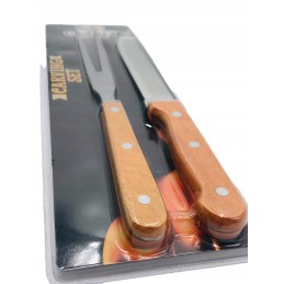 Peilis, šakutė, mėsos grilio rinkinys, loft stiliaus, mediena