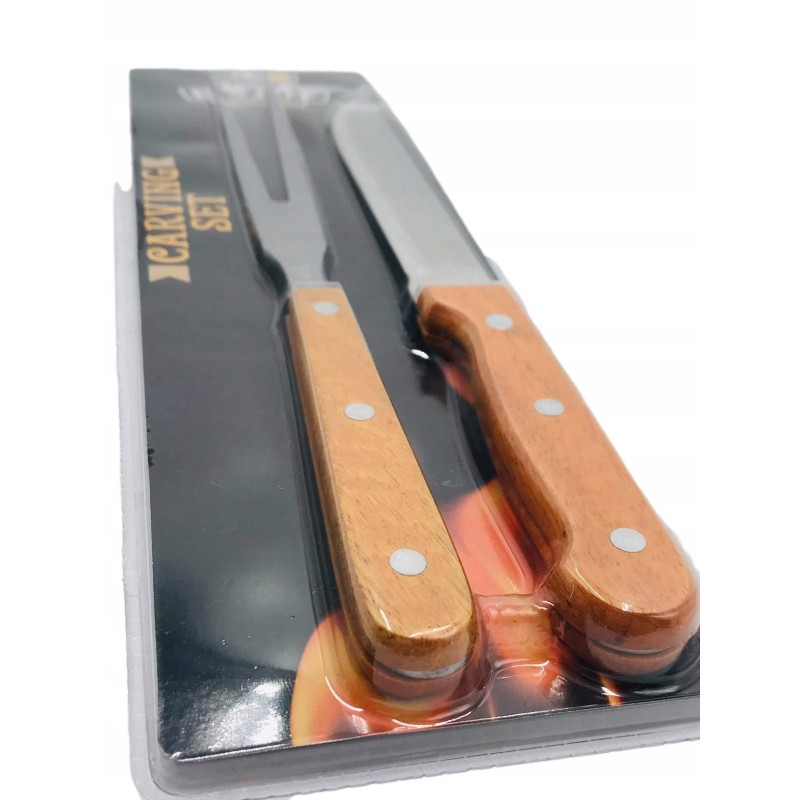 Peilis, šakutė, mėsos grilio rinkinys, loft stiliaus, mediena