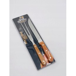 Peilis, šakutė, mėsos grilio rinkinys, loft stiliaus, mediena