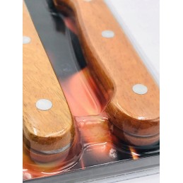 Peilis, šakutė, mėsos grilio rinkinys, loft stiliaus, mediena