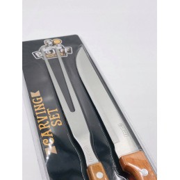 Peilis, šakutė, mėsos grilio rinkinys, loft stiliaus, mediena