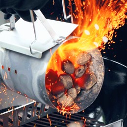 Dūmtraukis BBQ griliui apšviesti naudojant anglies briketus