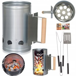 Kaminų komplektas, kepsninės starteris, anglies briketai, nerūdijantis plienas, nemokamas kepsninė 4in1