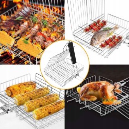 Krepšelis daržovėms, žuviai ir mėsai kepti ant grotelių