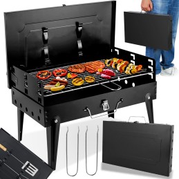 Turistinė nešiojama anglių kepsninė, sulankstoma kempingo kepsninė, erdvus lagaminas