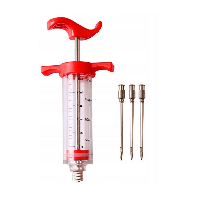 Švirkštas kumpio mėsai suleisti + 3 adatos