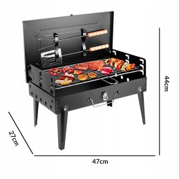 Turistinė nešiojama anglių kepsninė, sulankstoma kempingo kepsninė, erdvus lagaminas