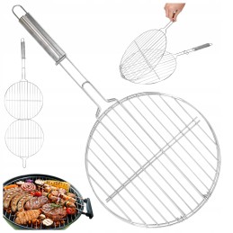 Grilio grotelės, apvalios, nerūdijančio plieno, krepšelis daržovėms, žuviai, mėsai kepti, 28,5 cm