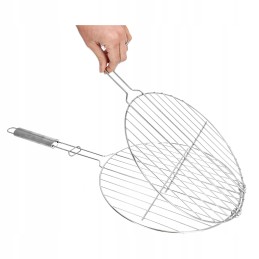 Grilio grotelės, apvalios, nerūdijančio plieno, krepšelis daržovėms, žuviai, mėsai kepti, 28,5 cm