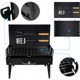 Turistinė nešiojama anglių kepsninė, sulankstoma kempingo kepsninė, erdvus lagaminas