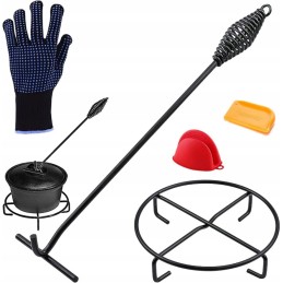 Grilio priedai, puodo kilimėlis, pirštinė, kabliukas, 5 vnt