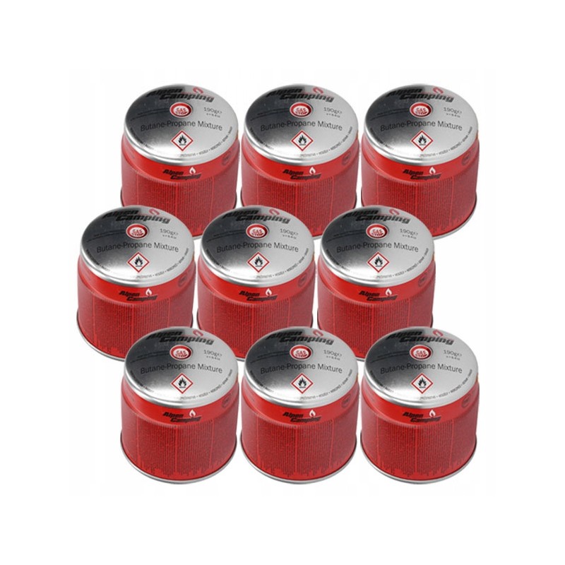 Dujų kasetė 190g dujos krosnelei Planika, lutlamps, Alpen camping x9