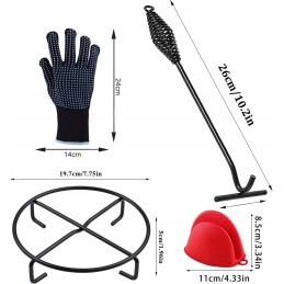 Grilio priedai, puodo kilimėlis, pirštinė, kabliukas, 5 vnt