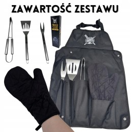 Kepsninės komplektas su prijuoste, kepsninės įrankiai, stalo įrankiai, prijuostė