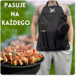 Kepsninės komplektas su prijuoste, kepsninės įrankiai, stalo įrankiai, prijuostė