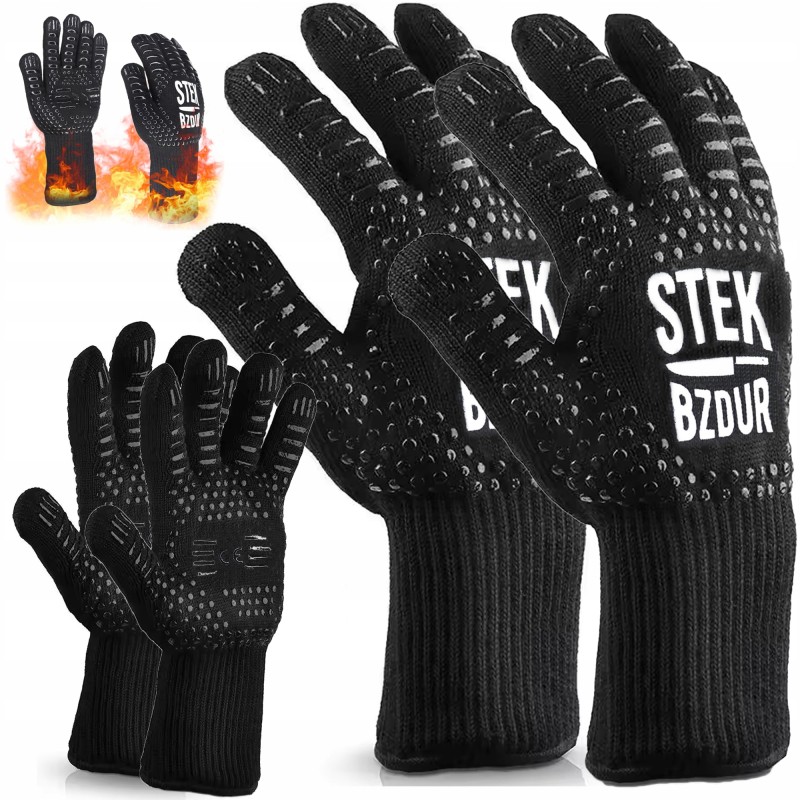 ️ 2x pirštinės kepsniui, laužui, virtuvei, karščiui atsparios, apsauginės &lt, 800°C - 2 vnt.