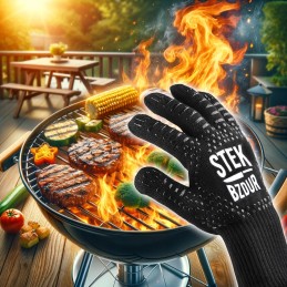 ️ 2x pirštinės kepsniui, laužui, virtuvei, karščiui atsparios, apsauginės &lt, 800°C - 2 vnt.