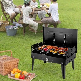 Turistinė nešiojama anglių kepsninė, sulankstoma kempingo kepsninė, erdvus lagaminas