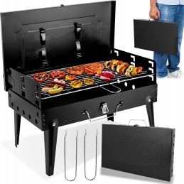 Turistinė nešiojama anglių kepsninė, sulankstoma kempingo kepsninė, erdvus lagaminas