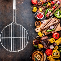 Nerūdijančio plieno grilio grotelės, apvalus krepšelis žuviai, daržovėms, mėsai kepti, 28,5 cm