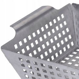 Krepšelis, perforuota plieninė grilio plokštė daržovėms, mėsai ir žuviai