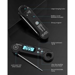 Grilio termometras su zondu, skaitmeninis momentinis skaitymas, LCD ekranas