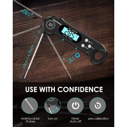 Grilio termometras su zondu, skaitmeninis momentinis skaitymas, LCD ekranas