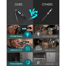 Grilio termometras su zondu, skaitmeninis momentinis skaitymas, LCD ekranas