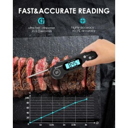 Grilio termometras su zondu, skaitmeninis momentinis skaitymas, LCD ekranas
