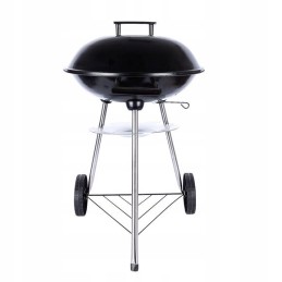 Grilis su anglimis ant ratukų, chromuotos grotelės, sferinės grotelės su dangteliu, 37 x 37 cm