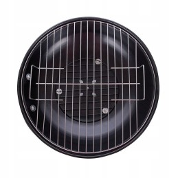 Grilis su anglimis ant ratukų, chromuotos grotelės, sferinės grotelės su dangteliu, 37 x 37 cm