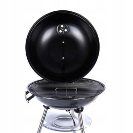 Grilis su anglimis ant ratukų, chromuotos grotelės, sferinės grotelės su dangteliu, 37 x 37 cm