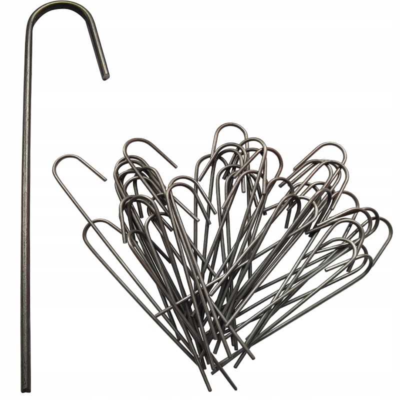 Metaliniai smeigtukai įvairių tipų agrotekstilei, agrotekstilei ir geotekstilei tvirtinti prie žemės, taip pat smeigtukai kurmių