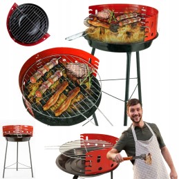 Klasikinis, nešiojamas, apvalus sodo turistinio paplūdimio anglių grilis