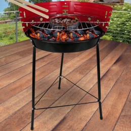 Klasikinis, nešiojamas, apvalus sodo turistinio paplūdimio anglių grilis