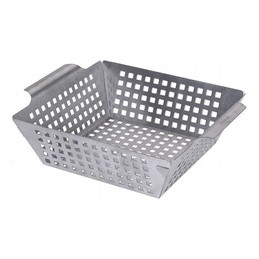 Krepšelis, perforuota plieninė grilio plokštė daržovėms, mėsai ir žuviai